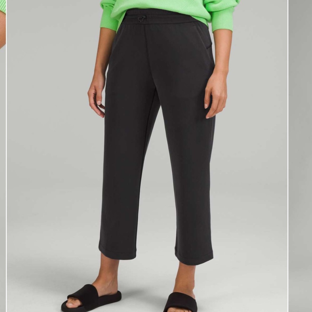 Lululemon Softstreme High Rise Straight Leg Crop Pants 23.5" Black Sz 6